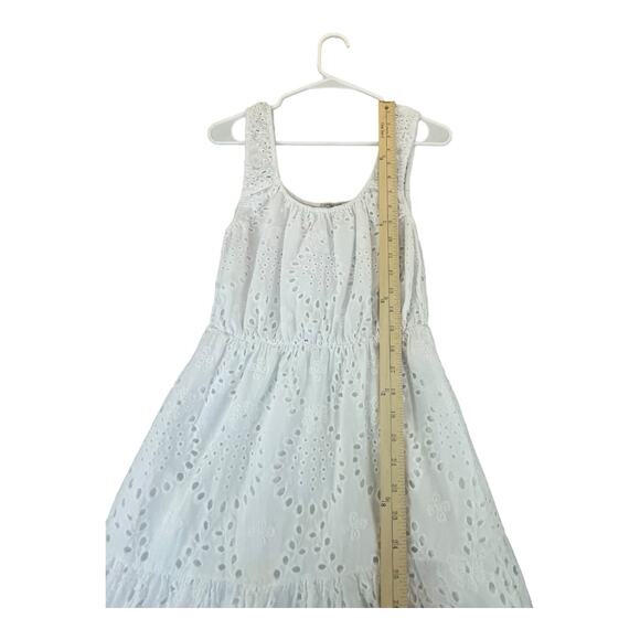 Lungo L'arno Dress Womens Medium Ruffle Hem‎ Cotton Eyelet Midi Sun Cottagecore - Picture 8 of 14